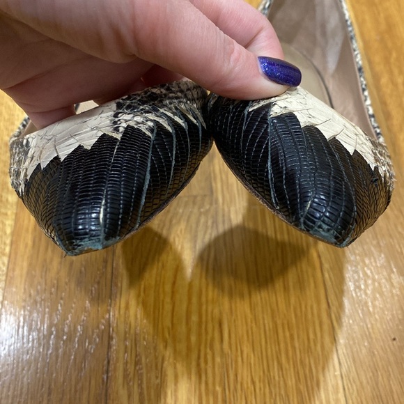 Tory Burch D'Orsay Snakeskin Print Leather Flats - Picture 10 of 12